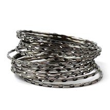 AMRITA SINGH GUNMETAL 12 PIECE BANGLE SET, SIZE 7 - SHIPS FREE! - £12.66 GBP