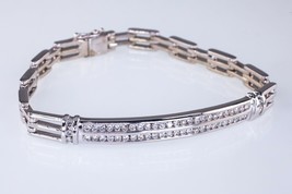 14k White Gold Channel Set Diamond Plaque Bracelet TCW = 1.25 ct - £2,024.88 GBP