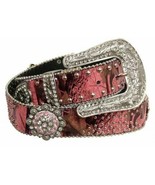 Western Style Bling! Pink Camo Leather Adult Belt w/Removable Buckle Lad... - £18.94 GBP