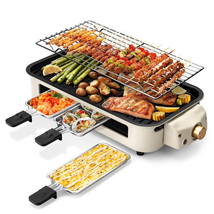 Electric Smokeless Indoor Grill – Non-Stick Raclette BBQ with 3 Mini Pan... - $51.66