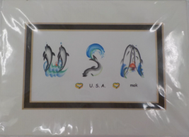 &quot;U S A &quot; Letter Art Print Artist Matthew Mok Long Feng Zhi 5X7 Double Matted - £7.89 GBP