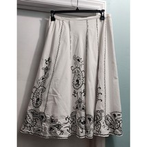 Chico&#39;s White Cotton Embroidered Boho Paisley A-Line Skirt Size 3 - $23.36