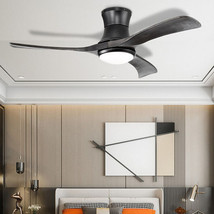 52 Inch Flush Mount Ceiling Fan with LED Light-Black - Color: Black - £192.46 GBP