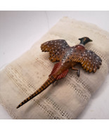 Vintage Plastic Celluloid Flying Pheasant Bird Brooch Pin - $13.50