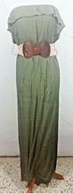 Wet Seal Juniors Dress Large Olive Green Maxi Gauze Ruffle Belt Strapless NWT - £20.13 GBP