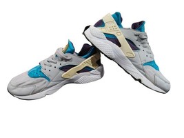 Nike Air Huarache Men Sz 8.5 Wolf Grey Aqua White Running Shoes 318429-024  - $34.40 CAD