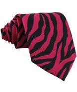 Vesuvio Napoli in Italy Men&#39;s Neck Tie W Handkerchief Pink Zebra Print 6... - $13.08