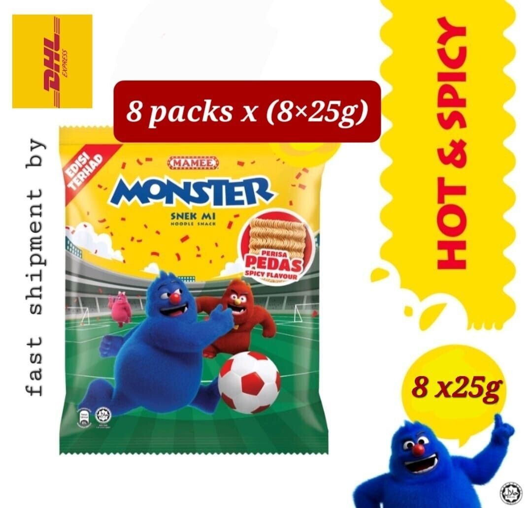 MAMEE Monster Hot &Spicy 8 packs x(8 pcsx25g) MALAYSIA FAMOUS SNACk- DHL Express - $108.80
