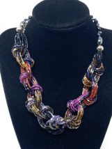 Artisan Colorful Braided Bead Choker Necklace - £21.67 GBP
