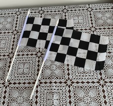 Set of 2 Novelty 8 x 5 Inch Checkered Black and White Racing Stick Party Flags - £8.69 GBP