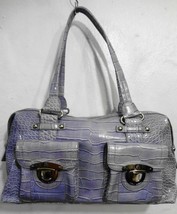 Kathy Van Zeeland Lavender Faux Croc Vinyl Vegan Satchel Shoulder Bag Ha... - £23.52 GBP