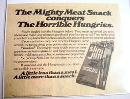 1976 Slim Jim Ad The Mighty Meat Snack Conquers the Horrible Hungries - $7.99