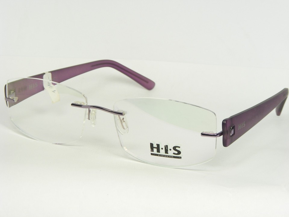 HIS EYEWEAR HT523 001 LILAC EYEGLASSES GLASSES RIMLESS H.I.S 54-17-140mm - $62.75