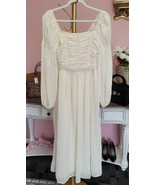 Listicle Women&#39;s Dress Medium Cream Shirred Smoking Peasant Boho Long Sl... - $551.52 MXN