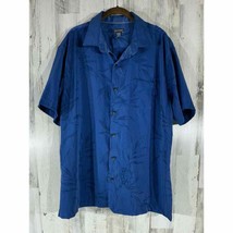 Van Heusen Mens Button Up Shirt Size XL 17-17.5 Blue Hawaiian Tropical T... - $19.77