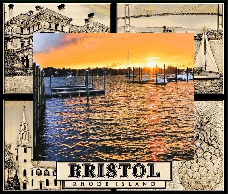 Bristol Rhode Island Laser Engraved Wood Picture Frame Landscape (8 x 10) - $52.99