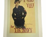 New Vintage 1973 I Want You For The Navy Poster WWI World War 1  20&quot; x 16&quot; - £14.11 GBP