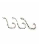 Lot Of 3 Double Coat Hat Hooks Silver Metal Vintage 3 1/2&quot; from Wall - £15.76 GBP
