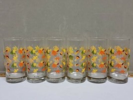 Greenbrier Fall Autumn Leaf set of 6 Drinking Glasses Orange Green Brown NOS New - £31.92 GBP