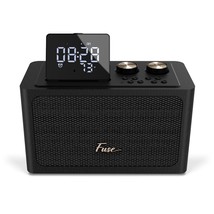 Fuse Zide Black Real Wood Vintage Retro Bluetooth Radio Alarm Clock - $77.39
