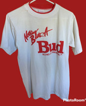 Vintage Nothing Beats A Bud Budweiser King of Beers T Shirt L White Costume 90s - £42.52 GBP