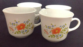 3 White Vintage Corelle Wildflower Corning Ware Mugs Mug Cups Coffee Tea Lot Set - $14.84
