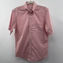 Brooks Brothers 346 Mens Red Blue Check Non Iron Shirt Size 14.5 2/3 - £14.82 GBP