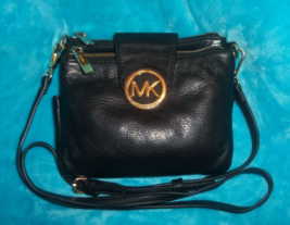 Michael Kors FULTON Black Leather Organizer Wallet Crossbody -DOUBLE ZIP - £18.96 GBP
