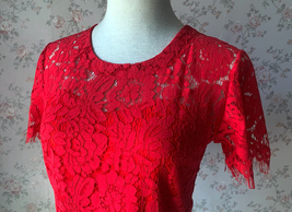 Red Lace Crop Top Outfit Women Custom Plus Size Crop Top Blouse for Wedding image 3
