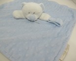 Blankets &amp; Beyond white teddy bear blue minky dot security blanket pacif... - £7.88 GBP