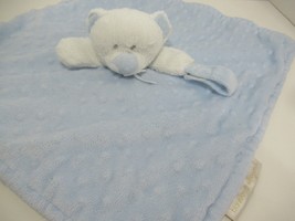 Blankets &amp; Beyond white teddy bear blue minky dot security blanket pacif... - £7.77 GBP