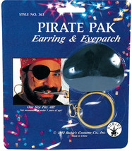 Pirate Earring &amp; Eyepatch Adult Unisex Halloween Costume Accessory - £3.09 GBP