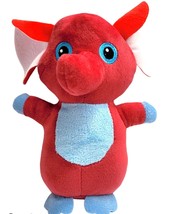 World Plush Elephant 8&quot; Red Blue Embroidered Eyes Floppy Ears 3+ Stuffed Animal - $9.45