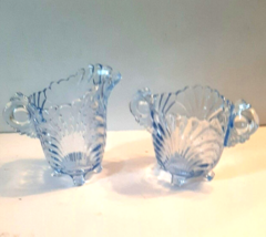 Vintage Cambridge Crystal Caprice Sugar &amp; Creamer Moonlight Blue - £26.13 GBP