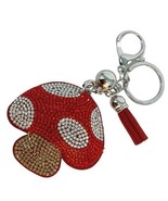 Bling Crystal Red Mushroom Toadstool Tassel Keychain Keyring Bag Purse C... - €11,94 EUR