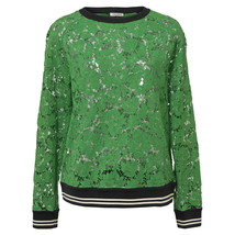 Valentino Lace Crew Neck Sweatshirt In Cotton Women Green One Size - $156.75