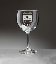 McLaughlin Irish Coat of Arms Red Wine Glasses - Set of 4 (Sand Etched) - £53.68 GBP