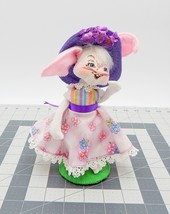 Annalee Easter Bunny Rabbit Girl Doll 2009 Lady 8 Inch Purple Hat Spring Posable - £15.17 GBP