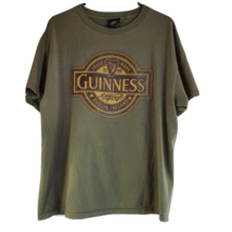 Guinness Beer T-Shirt Mens Size XL Olive Green Brown Faux Leather Front ... - $9.60