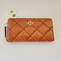 Tory Burch 160774 Willa Glazed Zip Continental Wallet Quilted Dark Whiskey - $117.69