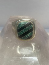 Turquoise ring onyx Mexico southwest boho sterling silver women men size 12 - £107.71 GBP