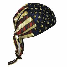 Distressed USA American Patriotic Flag Red White Blue Head Wrap Durag Skull Cap  - £12.05 GBP