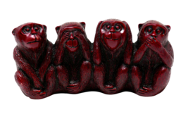 Feng Shui 4 Wise Monkeys Wait Hear See Speak NO Evil Primate Statue Figu... - $362.18 MXN
