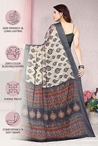Women&#39;s Plain Weave Chiffon Ajrak Printed Saree with Blouse Piece Sari - £18.50 GBP