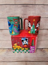 Disney Mickey Mouse, Minnie, Pluto & Stitch Christmas Holiday Coffee Mugs New - £25.83 GBP