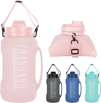 Collapsible Water Bottles, 2L/64OZ Travel Water Bottle Bottle with Straw, Half G - £21.92 GBP