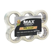 Duck Brand MAX Strength Packaging Tape for Moving, Shipping and Mailing, 6 Rolls - £51.71 GBP