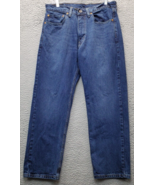 Levi&#39;s Jeans Men&#39;s 34x29 Blue Denim Pockets Flat Front Regular Fit Strai... - $23.05