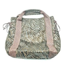 Braciano Leather Feel Zebra Print Brown Shoulder Bag Purse Weaved Straps - £3.15 GBP