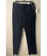 Ann Klein Sailor Pants 6 Cuffed Straight Leg Nautical Coastal High Rise ... - $61.64 CAD